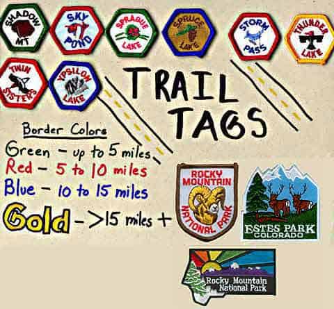 Hiker's Trail Tag Patches, Stickers, and Decals for RMNP