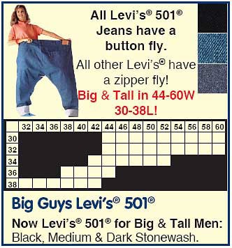 levis 501 size chart
