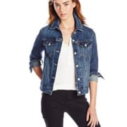 Lady in blue trucker jacket
