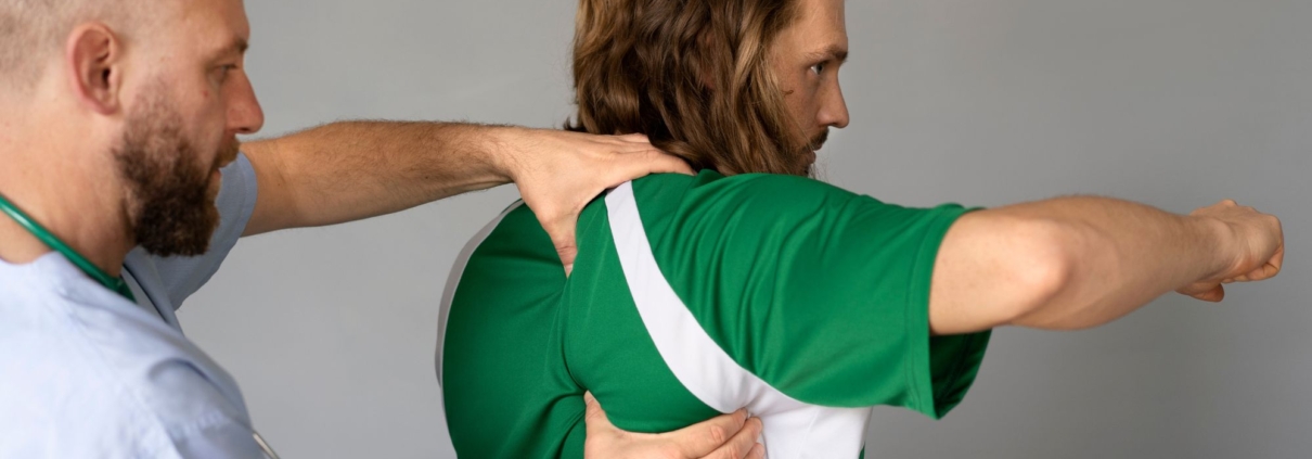 An athlete receiving sports massage treatment, potentially aiding injury prevention
