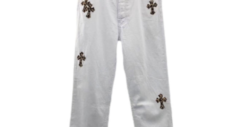 Chrome-Heart-White-Leopard-Cross-Jeans