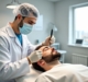 Doctor performing a hair transplant procedure on a patient in a Dubai clinic