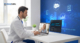 Doctor using Salesforce-integrated telehealth app for patient consultation
