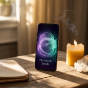 Person receiving psychic chat readings for clarity, peace of mind, and guidance on a mobile psychic application