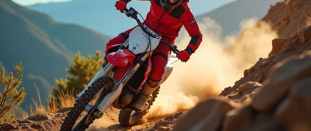 GPX Dirt Bike tackling steep mountain trail with ease