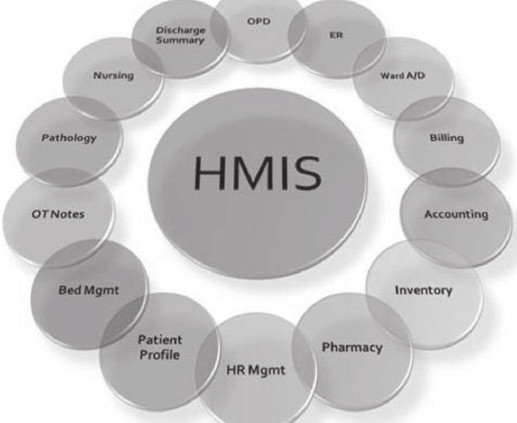 HMIS Software displaying patient records and hospital management data