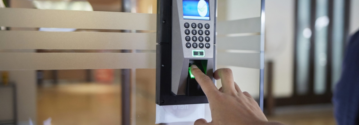 Man using access control system