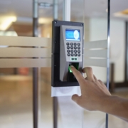 Man using access control system